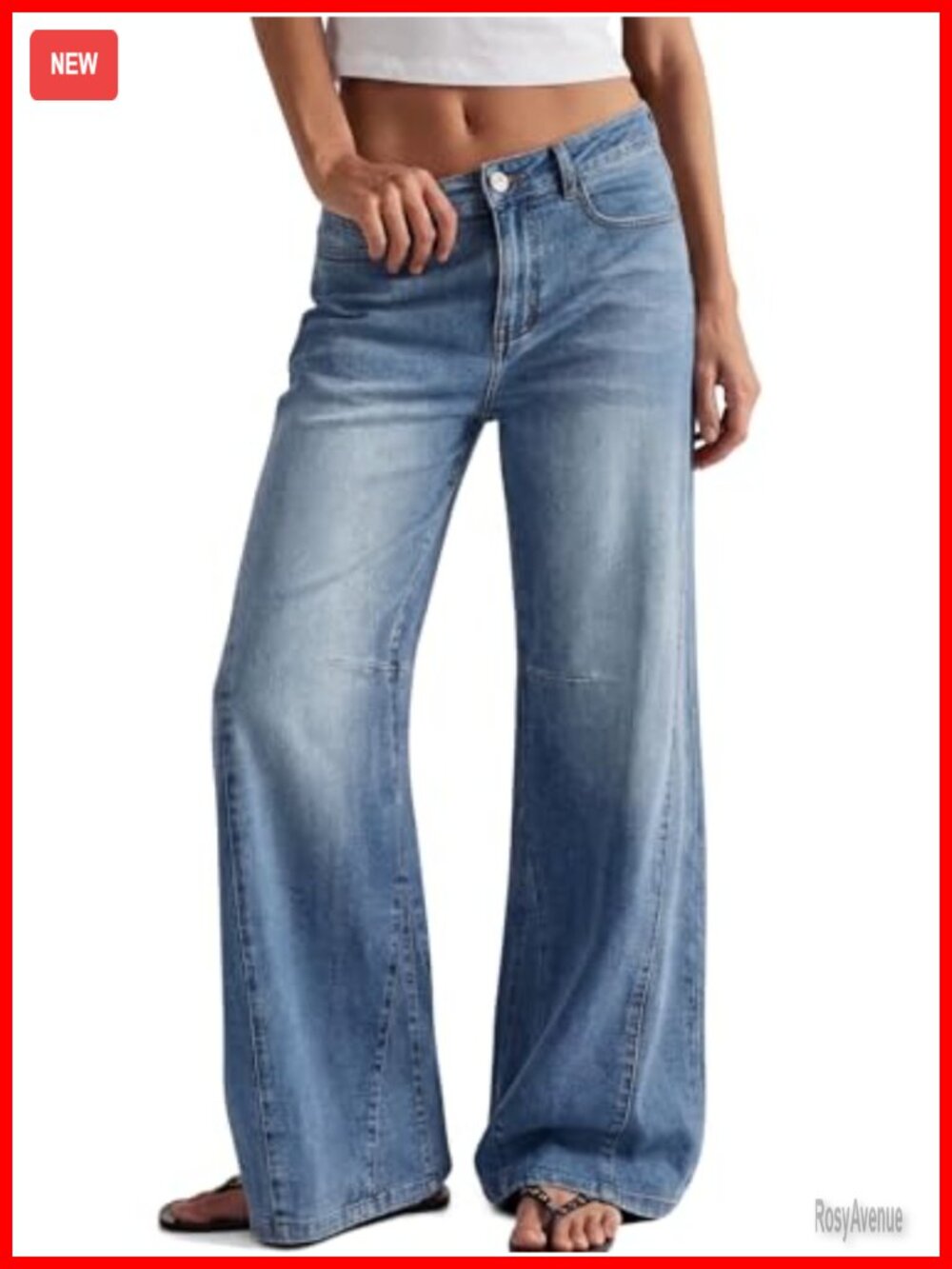 High Waisted Wide Leg Barrel Jeans Relaxed Fit Stretch Denim
